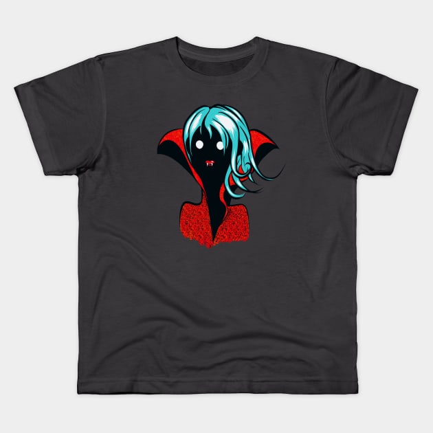 Funny Vampire Girl Character Kids T-Shirt by Boriana Giormova